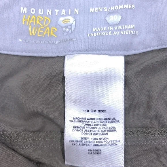Mountain Hardwear Mens Cargo Shorts Size 30 Olive Green Nylon Hiking Stretch - Picture 6 of 6